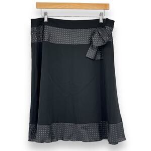 New Look Skirt Women's 14 Black Polka Dot Knee Length A-Line Rockabilly